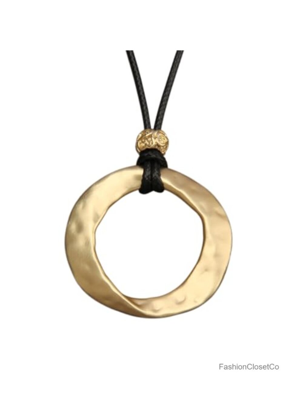 Women's Faux Leather Circle Pendant Necklace Bohemian Handmade Long Necklace